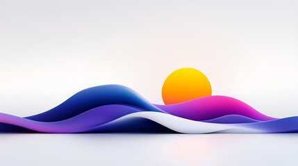 Poster - Abstract Sunset Waves A Serene Digital Landscape