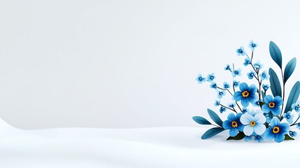 Wall Mural - Serene Blue Floral Arrangement On White Background