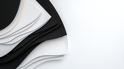 Poster - Abstract Black and White Paper Layers Background