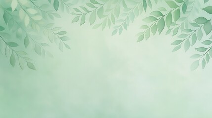 Wall Mural - A green background with leaves on it