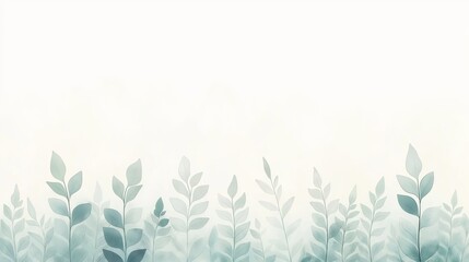 Wall Mural - A white background with a row of green leaves