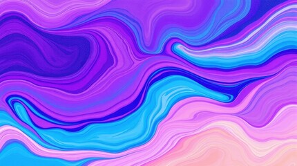 Wall Mural - Abstract fluid swirls, vibrant purple and blue waves, psychedelic color palette, liquid marble texture, dynamic flowing lines