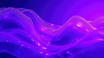 Wall Mural - vibrant purple waves, abstract fluid motion, cosmic energy, ethereal glow
