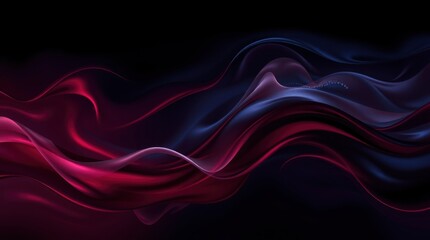 Wall Mural - Abstract waves, vibrant colors, fluid motion, dark background,