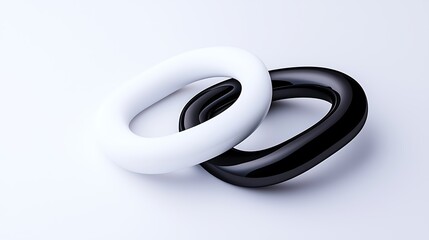 Poster - Intertwined Black and White Rings Abstract Geometric Design