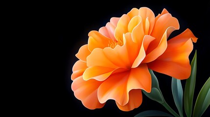 Wall Mural - Vibrant Orange Flower Blossom on Black Background