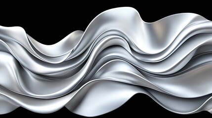 Canvas Print - Abstract Silver Waves of Fabric Flowing Gracefully with Smooth Texture and Elegant Design