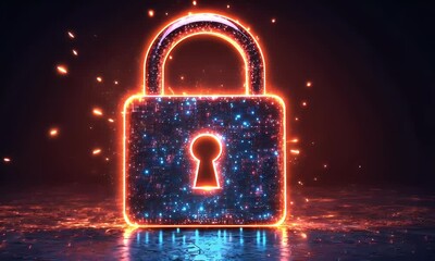 Aufkleber - Glowing Cyber Lock Security Dark Background