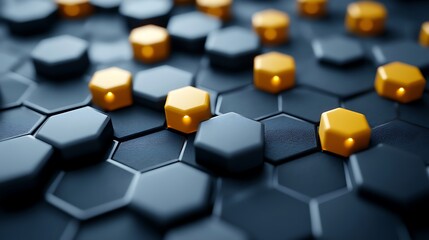 3D hexagons pattern shape on a dark grey background