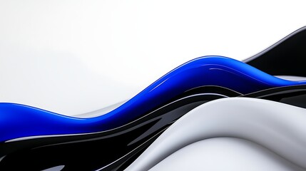 Poster - Abstract Fluid Waves A Dynamic Blue, Black, and White Design