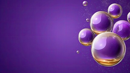 Canvas Print - Colorful Purple Background with Shiny Bubbles Creating Abstract Design Elements and Texture