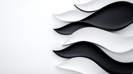 Poster - Abstract Black And White Wave Design Minimalist Background