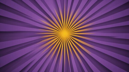 Wall Mural - Vibrant Radial Abstract Background with Purple Rays and Central Yellow Sunburst Design