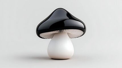 Poster - Black and White Glossy Mushroom 3D Render