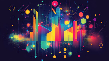 Poster - Vector version. Color graph for design and business concept. Jpeg version is also available