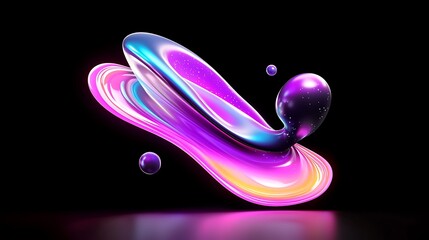 Fototapete - Abstract 3d Rendering of Glowing Liquid Forms
