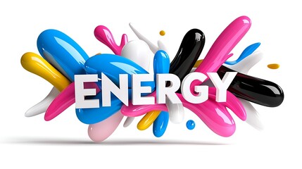 Poster - Vibrant Colorful Energy Splashes Abstract 3D Rendering