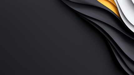 Poster - Abstract Black Gray White Yellow Waves Background