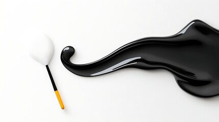 Poster - Black and White Liquid Paint Splash on White Background