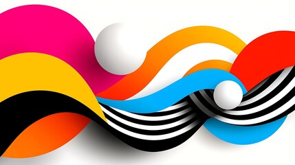 Poster - Abstract Colorful Wave Background With Spheres