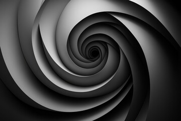Poster - Swirling spiral pattern in grayscale showcasing depth and movement in abstract design
