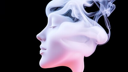 Sticker - Serene Woman Profile Emerging From Pink And Purple Smoke