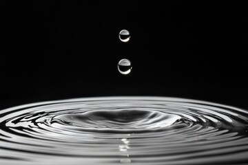 Poster - Water droplets create ripples in still water during a calm moment