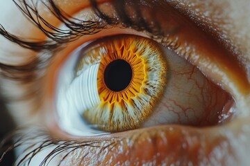 Poster - Intricate details of a mesmerizing orange eye capturing light reflections and natural textures