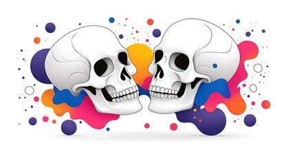 Poster - Colorful Abstract Skulls with Vibrant Paint Splashes