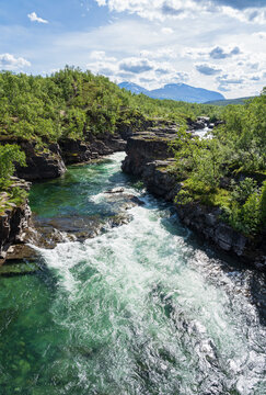 Fototapete -  - the canyon of the river abiskojåkka at abisko, swedish lapland.
