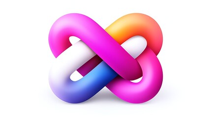 Poster - Abstract Intertwined Colorful Knot Shapes. Three Dimensional Modern Design