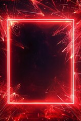 Wall Mural - glowing red neon frame with sparks and light streaks on a dark background. perfect for futuristic de