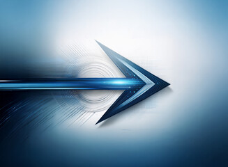 Poster - A sleek, dark-blue arrow points right, suggesting progress and technological advancement.  Its design incorporates glowing highlights and circuit-like patterns.