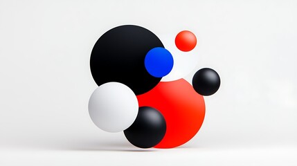 Poster - Abstract Composition of Colorful Spheres and Circles on White Background