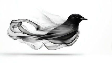 Poster - Abstract Bird in Motion A Grayscale Study of Flight and Form