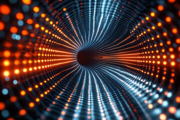 Poster - Colorful light tunnel with glowing dots creating an immersive visual experience