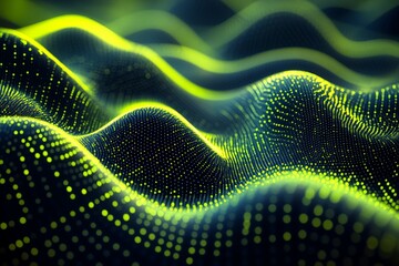 Aufkleber - Colorful wave patterns created by digital particles in a futuristic abstract design