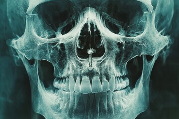 Poster - Detailed view of a human skull with intricate structure and natural lighting captured in an anatomical study setting
