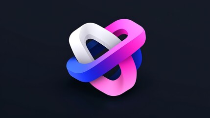 Poster - Abstract 3d Intertwined Shapes Design in Pink, Blue, and White