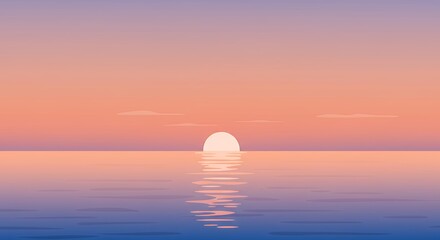 Wall Mural - Serene Ocean Sunset Peaceful Pastel Sky and Water Reflection