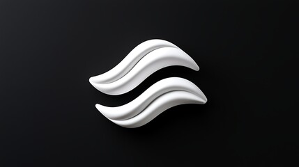 Poster - Abstract White Wave Symbol on Black Background