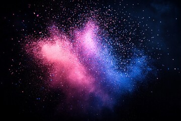 Aufkleber - Colorful powder explosion creates vibrant clouds against a dark background during a festive celebration of joy and creativity