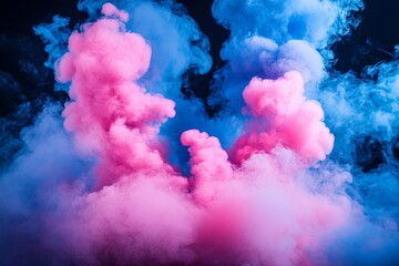 Poster - Colorful smoke forms a captivating display in the dark background creating a vibrant visual experience