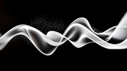Poster - Abstract Grey and White Wave Design on Black Background