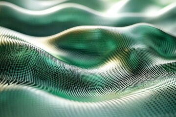 Aufkleber - Abstract green fabric texture with smooth waves reflecting light and creating a serene atmosphere