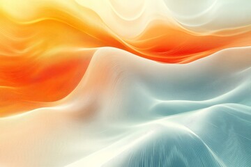 Poster - Colorful abstract waves create a serene atmosphere with blending hues of orange and blue