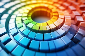 Aufkleber - Colorful spiral pattern created with cube shapes showcasing vibrant hues in a digital art composition
