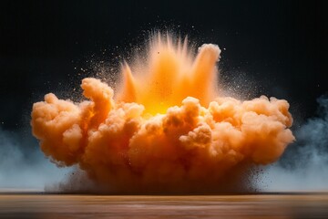 Poster - Explosion creates large orange cloud against a dark background during a controlled demonstration