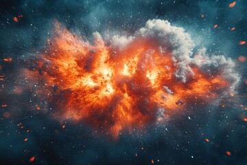 Poster - Dramatic explosion of fire and smoke in a dark sky conveying intensity and chaos