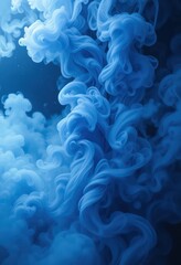 Poster - Abstract Mysterious Blue Smoke Swirling on Wallpaper Background